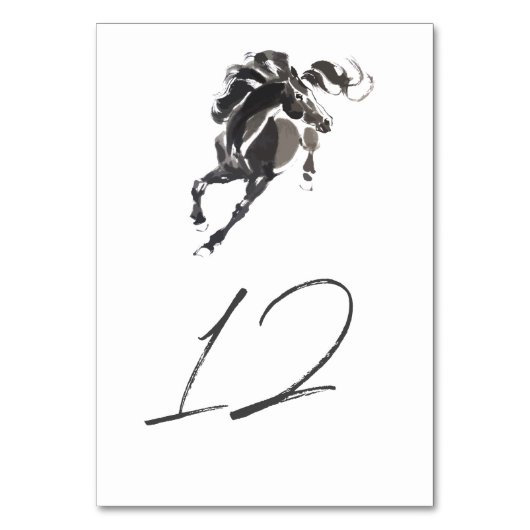 高級エレガント水彩馬馬馬馬馬競走結婚の テーブルナンバー (正面)