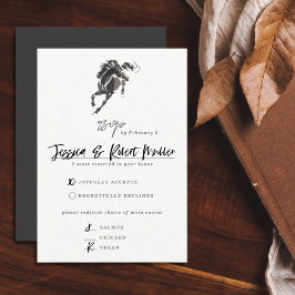 高級エレガント水彩馬馬馬馬馬競走結婚の 出欠カード