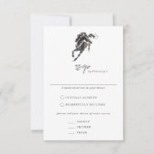 高級エレガント水彩馬馬馬馬馬競走結婚の 出欠カード (正面)