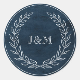 高級エレガント海軍の水彩画結婚像 ラウンドシール