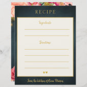 高級エレガント海軍金ゴールドタイポグラフィレシピカード (正面/裏面)