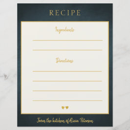 高級エレガント海軍金ゴールドタイポグラフィレシピカード