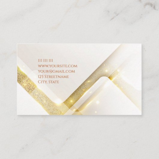 高級エレガント白金ゴールド幾何ストライプ度吹き出し 名刺 (裏面)