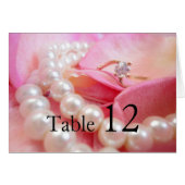 高級エレガント真珠の結婚リングや輪テーブルカード (正面横)