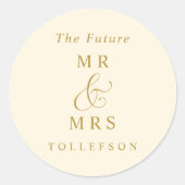 高級エレガント金ゴールドクリー結婚ム封筒 ラウンドシール (正面)