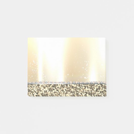 高級エレガント金ゴールドグリッター、ダイヤモンド、真珠 ポストイット (正面)