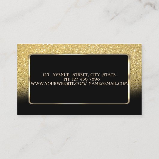 高級エレガント金ゴールドグリッター《写真》ぼけ味 グラデーション 名刺 (裏面)