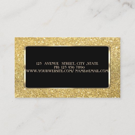 高級エレガント金ゴールドグリッター《写真》ぼけ味 名刺 (裏面)