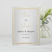 高級エレガント金ゴールドシルバーグリッター保存日 招待状 (スタンド正面)