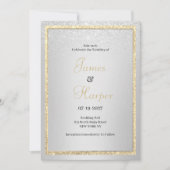 高級エレガント金ゴールドシルバーグリッター結婚ズ 招待状 (正面)