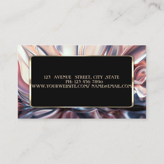 高級エレガント金ゴールドスタイリッシュフレーム抽象芸術 名刺 (裏面)