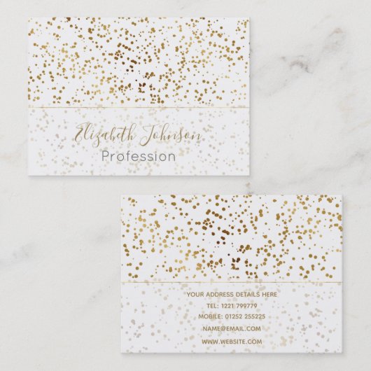 高級エレガント金ゴールドデきらめくータドットイメージ 名刺 (正面/裏面)