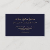 高級エレガント金ゴールドフェイクフォイルのダークネイビーブルー 名刺 (裏面)