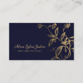高級エレガント金ゴールドフェイクフォイルのダークネイビーブルー 名刺 (正面)