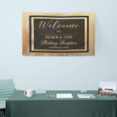 高級エレガント金ゴールドブラック大理石結婚の台本 横断幕 (トレードショー)