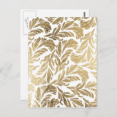 高級エレガント金ゴールドホイルフェイクフローラダマスク ポストカード (正面/裏面)