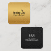 高級エレガント金ゴールドモダンスクエアのミニマリスト スクエア名刺 (正面/裏面)