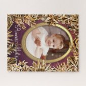 高級エレガント金ゴールド花写真を追加カスタムする ジグソーパズル (横)