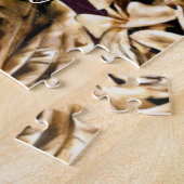 高級エレガント金ゴールド花写真を追加カスタムする ジグソーパズル (側面)