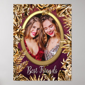 高級エレガント金ゴールド花写真を追加カスタムする ポスター