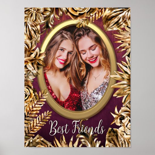 高級エレガント金ゴールド花写真を追加カスタムする ポスター (正面)