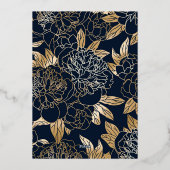高級エレガント金ゴールド花模様結婚ズ 箔招待状 (裏面)