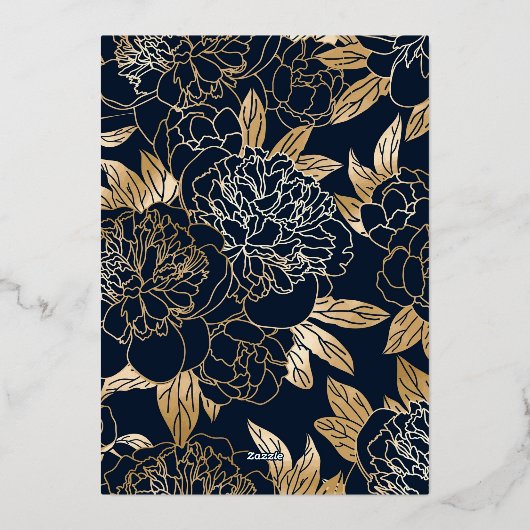 高級エレガント金ゴールド花模様結婚ズ 箔招待状 (裏面)