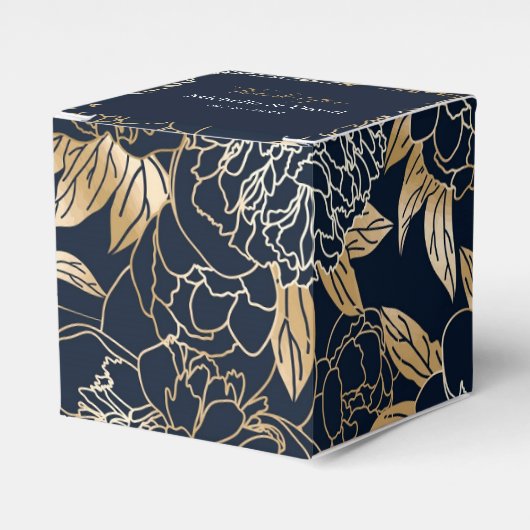 高級エレガント金ゴールド花模様結婚式の引き出物ボックス フェイバーボックス (正面サイド)