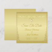 高級エレガント金ゴールド華美コー縁どナー 招待状 (正面/裏面)