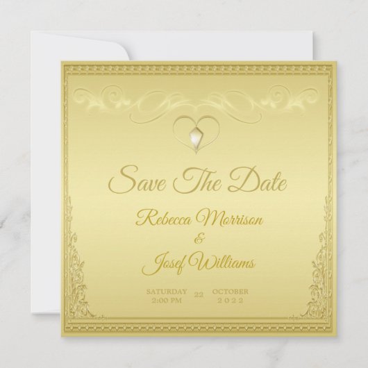 高級エレガント金ゴールド華美コー縁どナー 招待状 (正面)