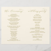 高級エレガント金ゴールド、折り畳み可能結婚式 プログラム (裏面)