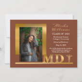 高級エレガント金ゴールドMDカドゥセウス1写真テラコッタ 案内状 (正面)