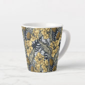 高級エレガント金ゴールドN'ブラック熱帯花 カフェラテマグ (右アングル)