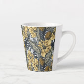 高級エレガント金ゴールドN'ブラック熱帯花 カフェラテマグ (右)