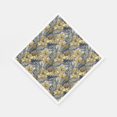 高級エレガント金ゴールドN'ブラック熱帯花 スタンダードランチョンナプキン (角)