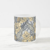 高級エレガント金ゴールドN'ブラック熱帯花 フロストグラスマグカップ (正面右)