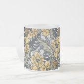 高級エレガント金ゴールドN'ブラック熱帯花 フロストグラスマグカップ (正面左)