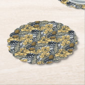 高級エレガント金ゴールドN'ブラック熱帯花 ペーパーコースター (アングル)