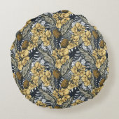 高級エレガント金ゴールドN'ブラック熱帯花 ラウンドクッション (裏面)