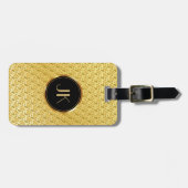 高級エレガント銀金ゴールドモノグラムの模様 ラゲッジタグ (正面横)