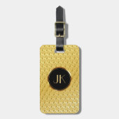 高級エレガント銀金ゴールドモノグラムの模様 ラゲッジタグ (正面縦)