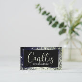 高級エレガント青銀きらめくグリッター 名刺 (スタンド正面)