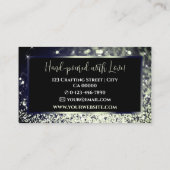 高級エレガント青銀きらめくグリッター 名刺 (裏面)