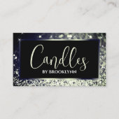 高級エレガント青銀きらめくグリッター 名刺 (正面)