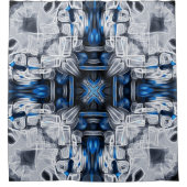 高級エレガント，ネービーブルー，グレー，白い柄 シャワーカーテン (正面)