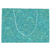 高級エンボスティール（緑がかった色）フローラつる植物抱き枕 ラージペーパーバッグ (裏面)