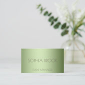 高級オパーソナライズされたリーブグリーンの金属箔 名刺 (スタンド正面)