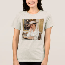 高級オパールカフェポートレートの女性Tシャツ トライブレンドＴシャツ