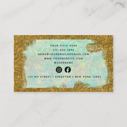 高級オパール金ゴールドブラシソーシャルメディアのモノグラム 名刺 (裏面)