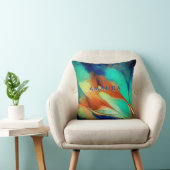 高級オレンジアクアフェイク金ゴールドグリッター大理石芸術 クッション (椅子)